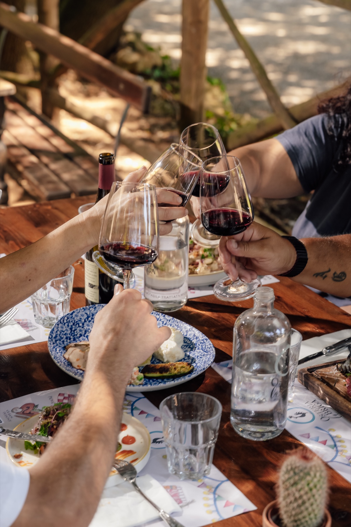 Calici di vino alzati per un brindisi alla Briga