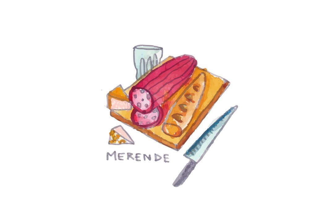Merende — illustrazione originale delle tovagliette della Briga